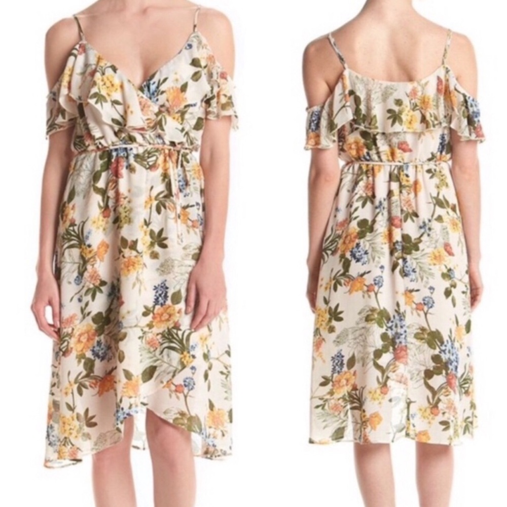 June & Hudson Boho Cold Shoulder Midi Dress